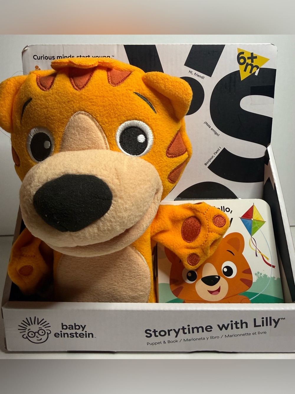 Baby Einstein Orange Lilly the Tiger Plush Puppet with Book